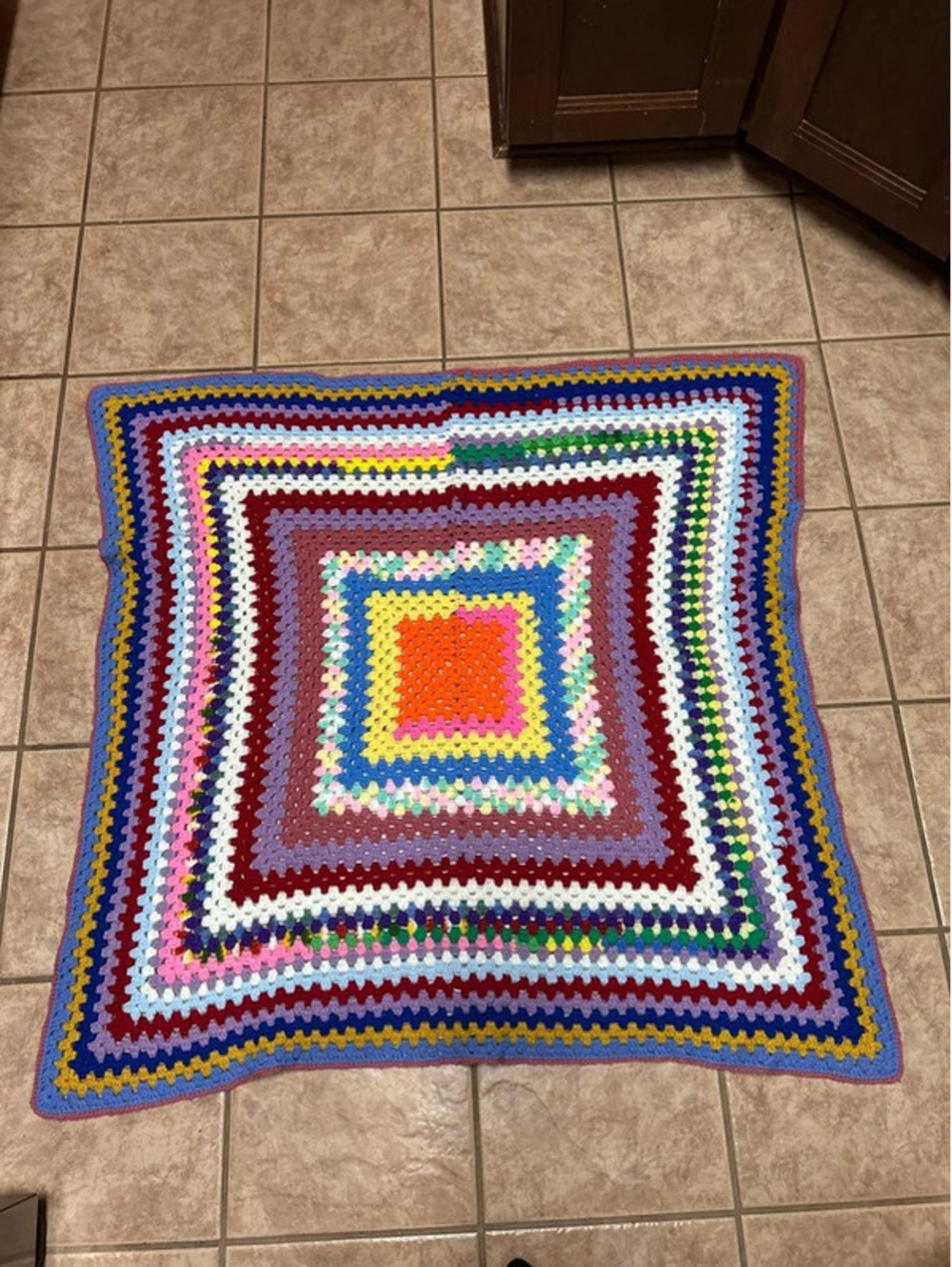 Handmade Crochet Granny Square Blanket Colorful Multicolor Throw Afghan